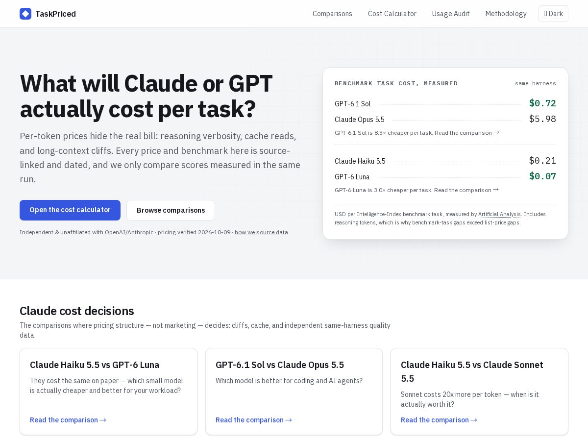 Landing-page snapshot of taskpriced.com