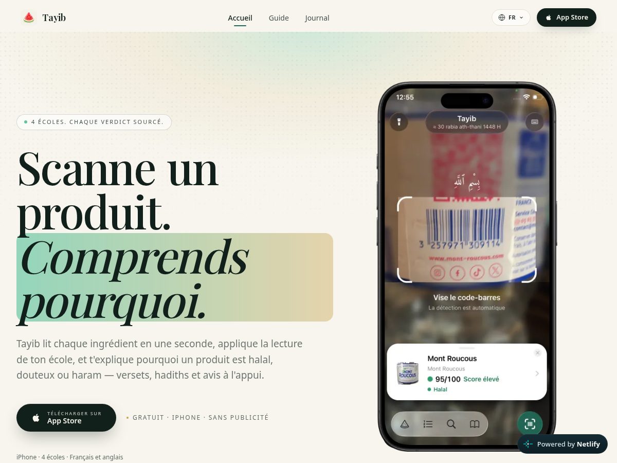 Landing-page snapshot of tayib-app.com
