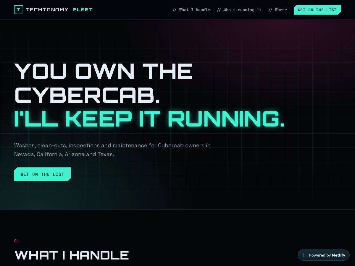 Landing-page snapshot of techtonomyfleet.com