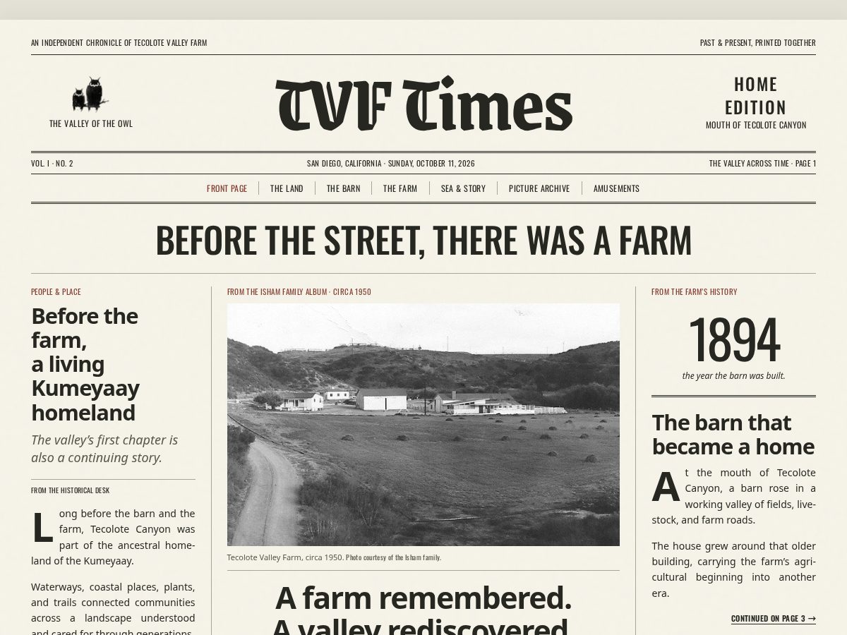 Landing-page snapshot of tecolotevalleyfarm.com