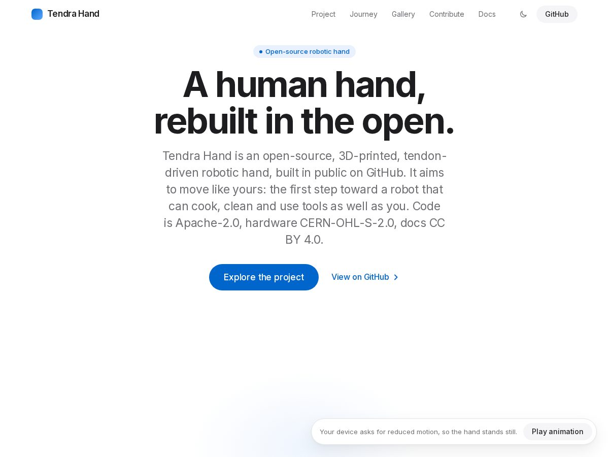 Landing-page snapshot of tendrahand.com