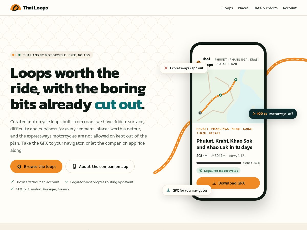 Landing-page snapshot of thailoops.com