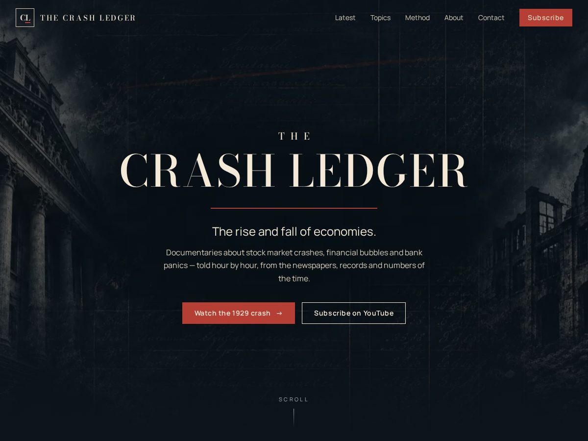 Landing-page snapshot of thecrashledger.com