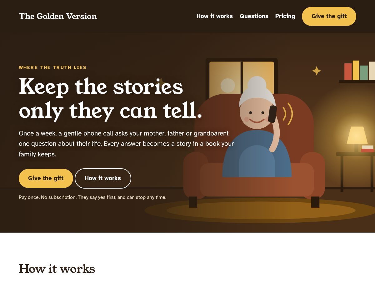 Landing-page snapshot of thegoldenversion.com