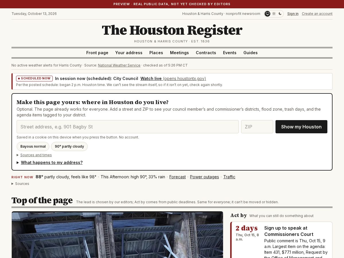 Landing-page snapshot of thehoustonregister.com