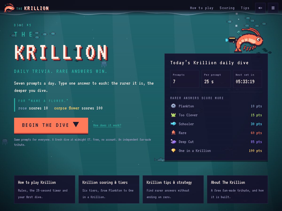 Landing-page snapshot of thekrillion.com