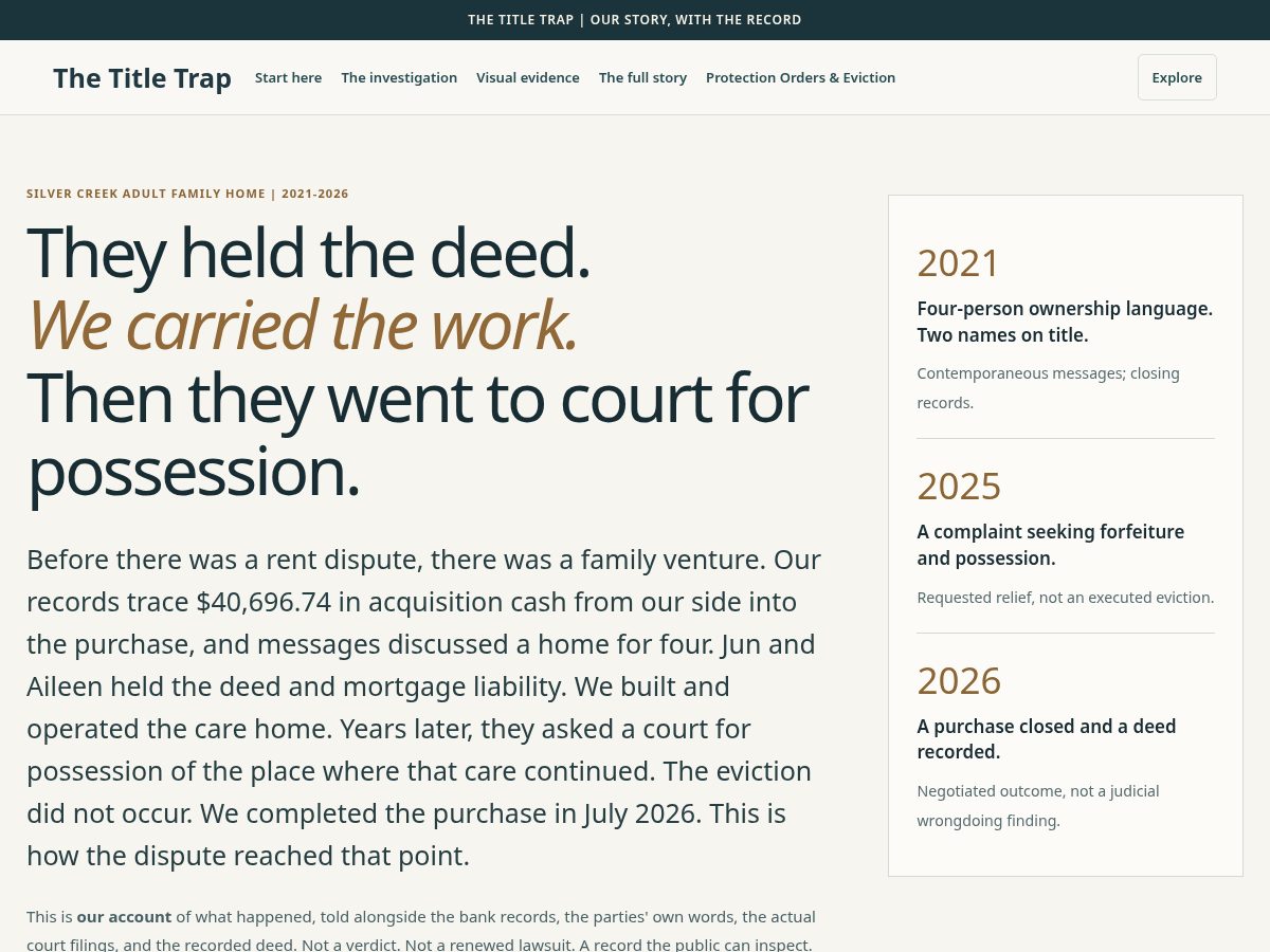 Landing-page snapshot of thetitletrap.com