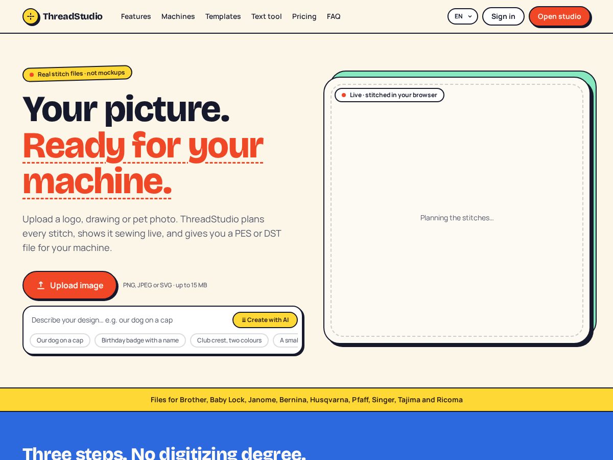 Landing-page snapshot of threadstudio.app