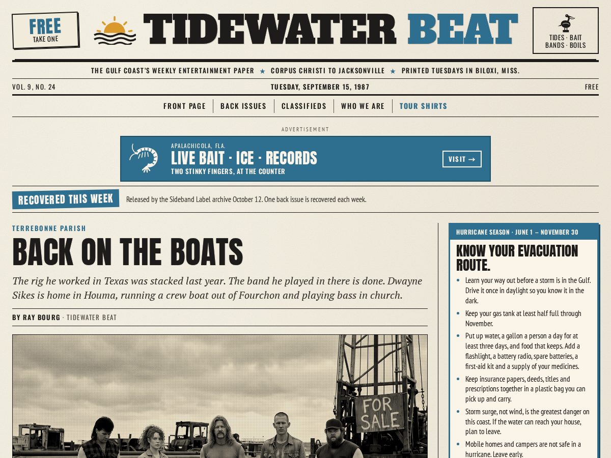 Landing-page snapshot of tidewaterbeat.com