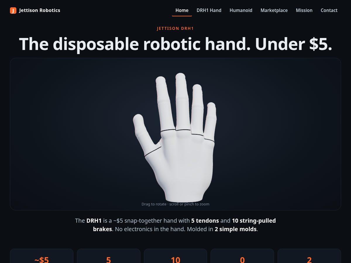 Landing-page snapshot of tossrobotics.com