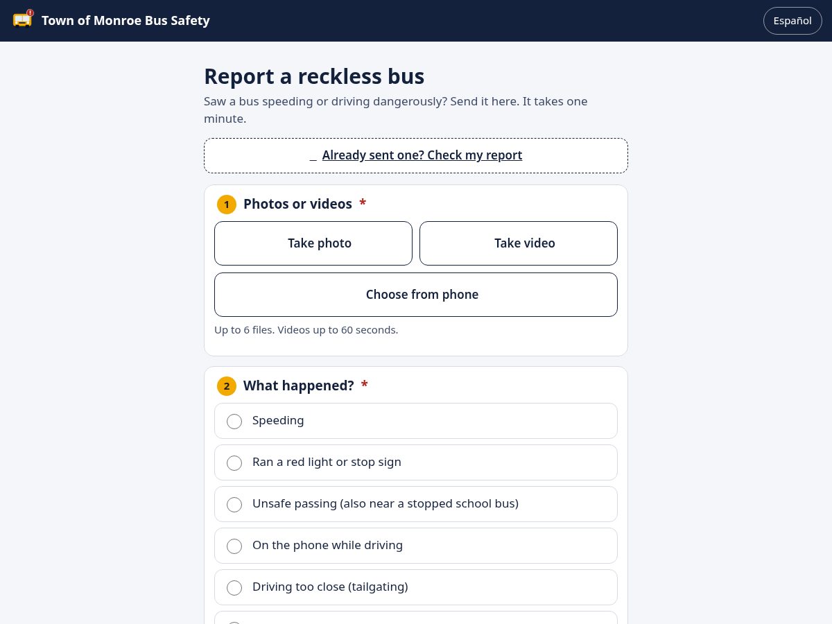 Landing-page snapshot of townofmonroebusapp.org