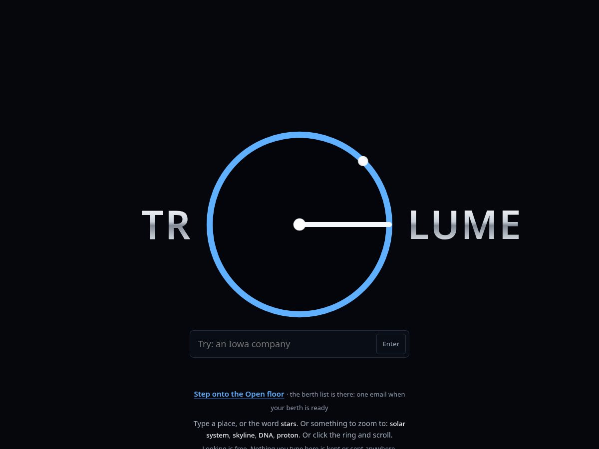 Landing-page snapshot of triolume.com