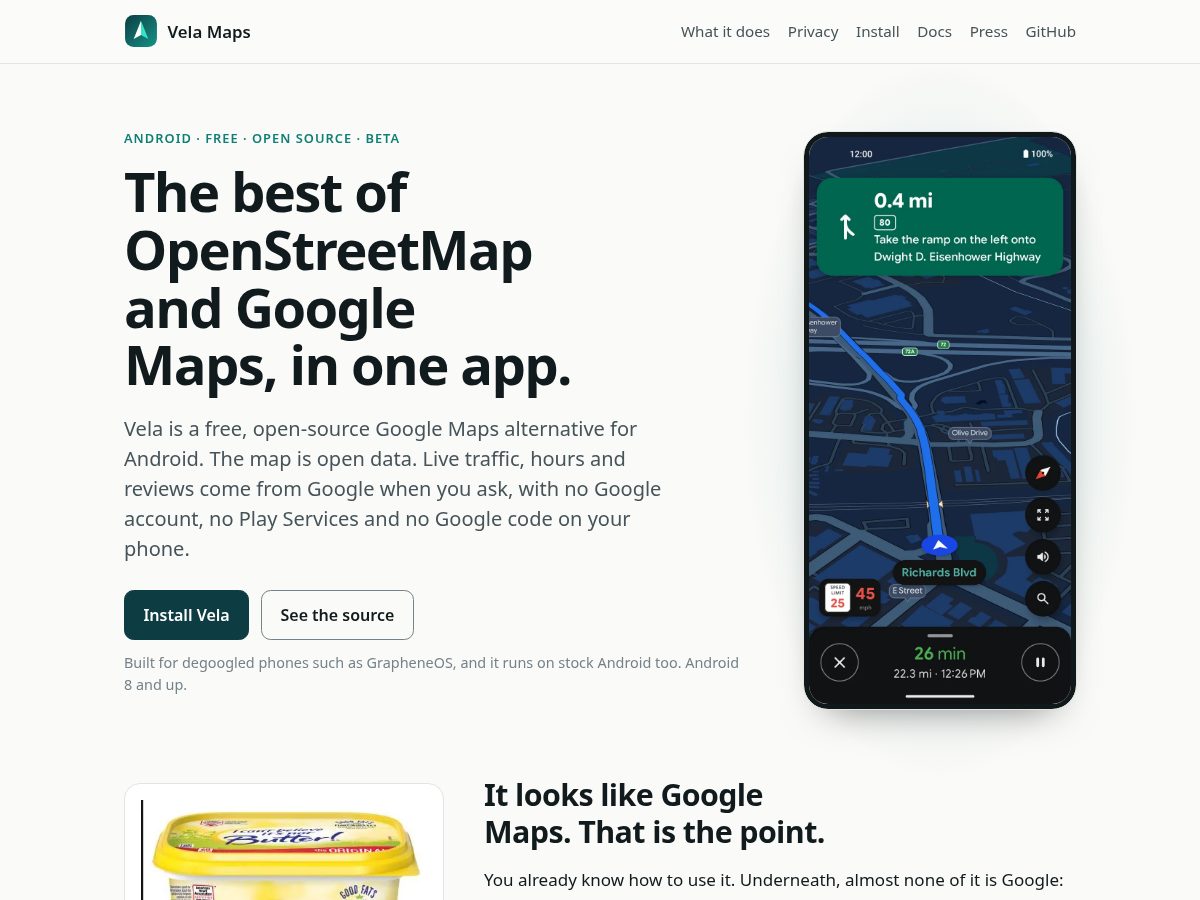 Landing-page snapshot of velamaps.org