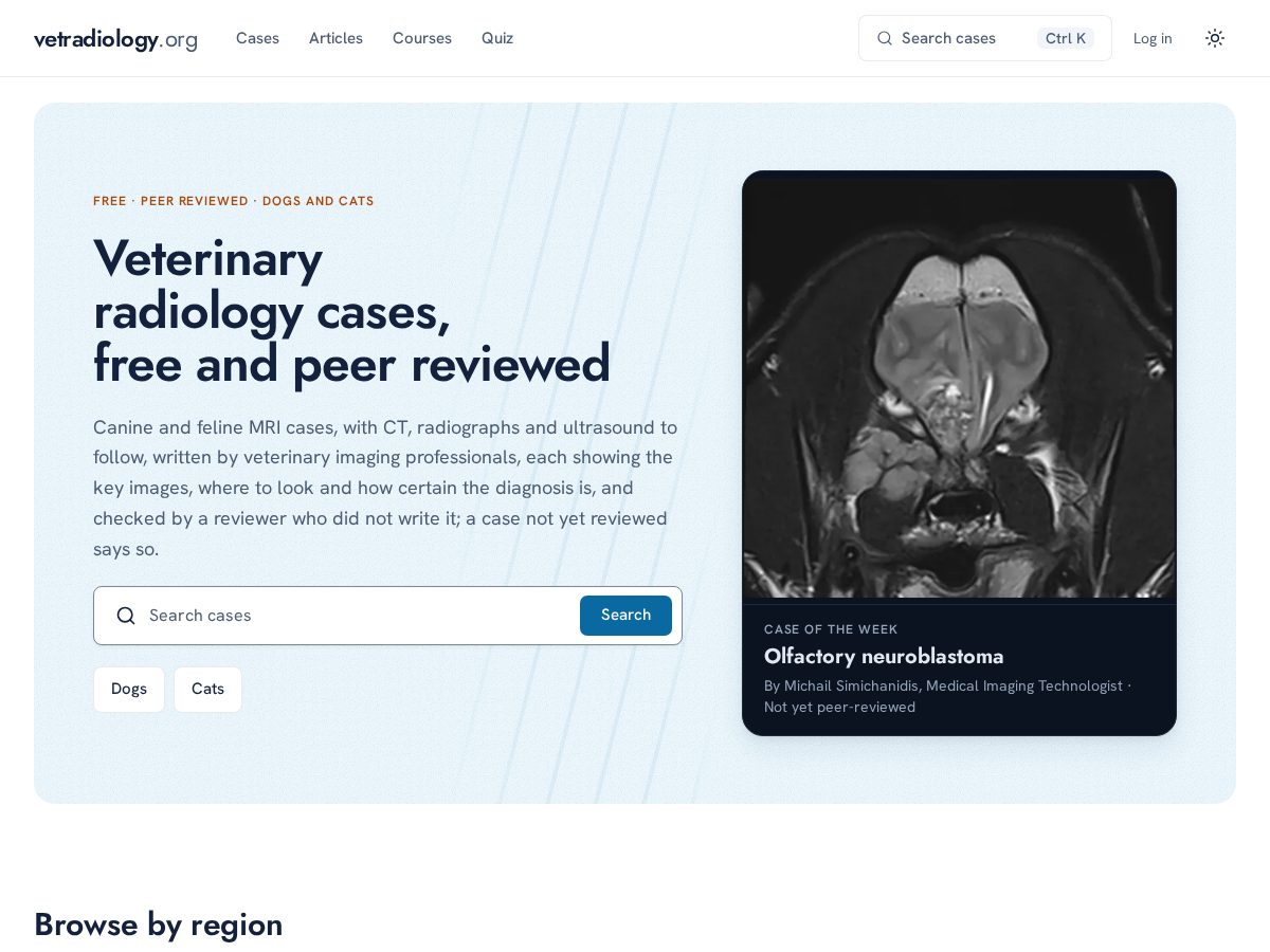 Landing-page snapshot of vetradiology.org