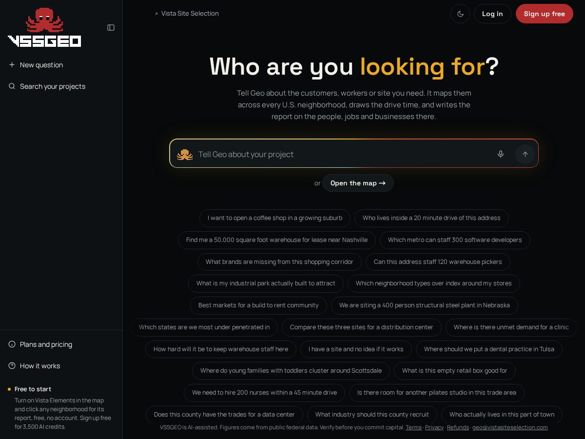 Landing-page snapshot of vssgeo.com