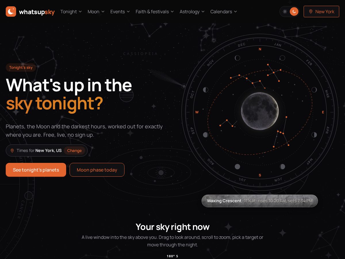 Landing-page snapshot of whatsupsky.com