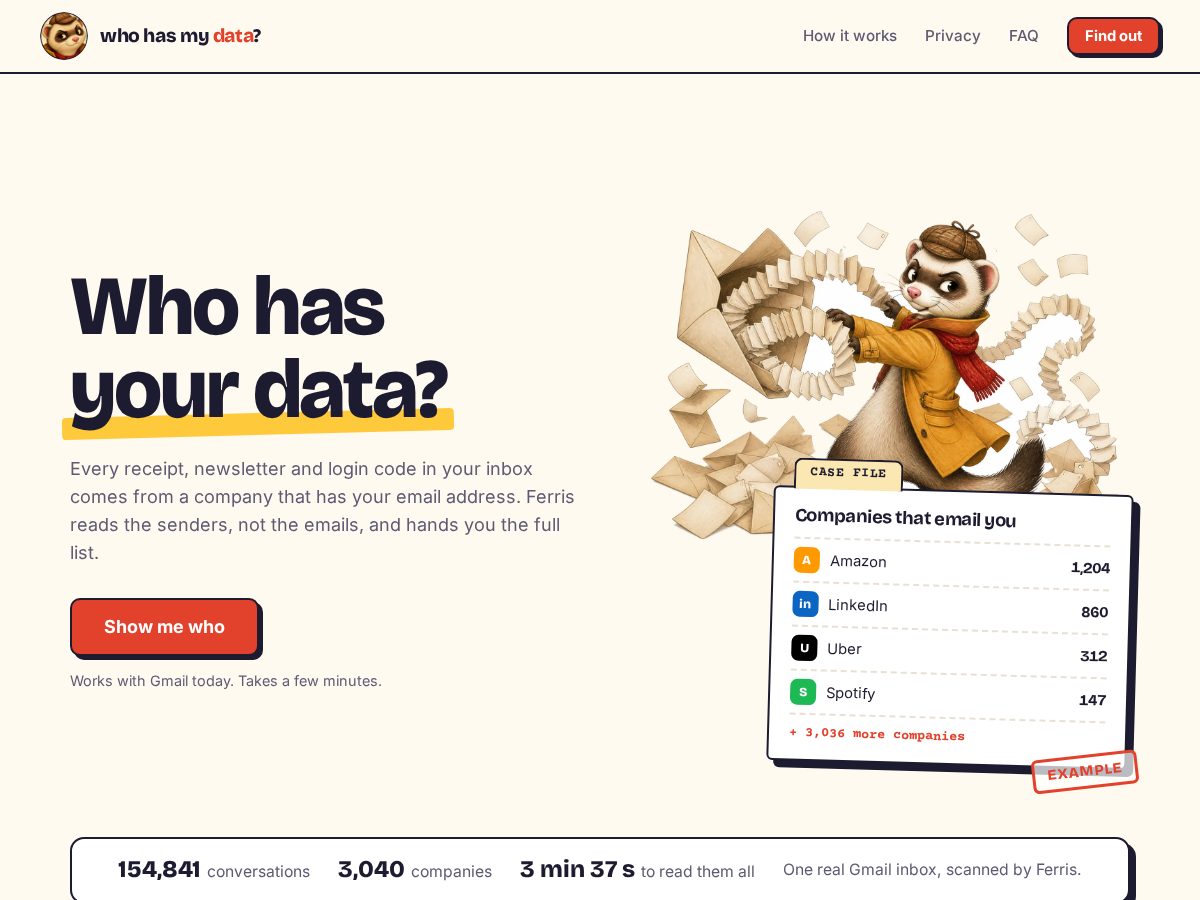 Landing-page snapshot of whohasmydata.org