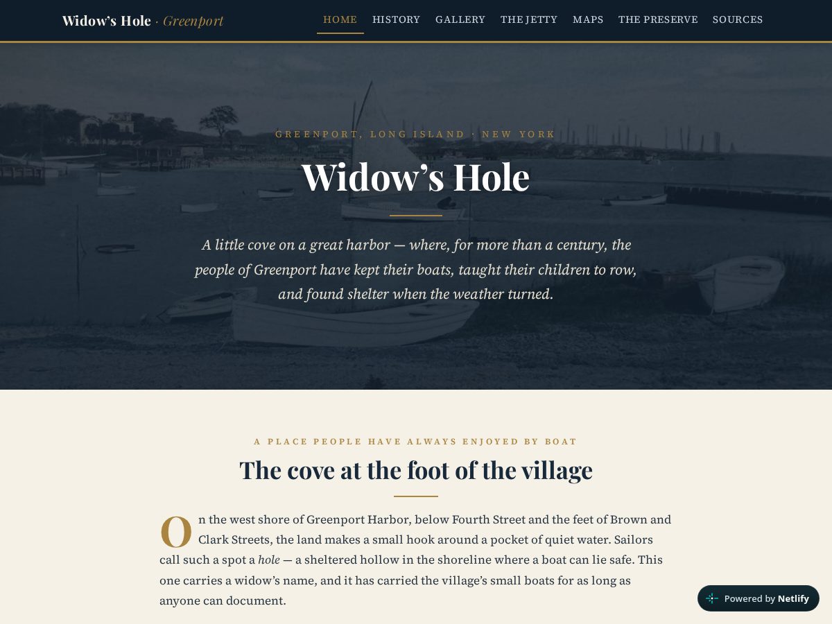 Landing-page snapshot of widowsholegreenport.com