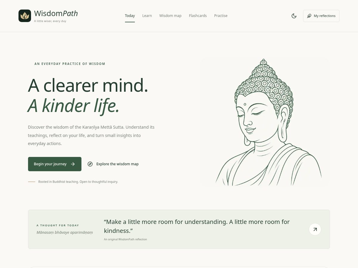 Landing-page snapshot of wisdompath.app