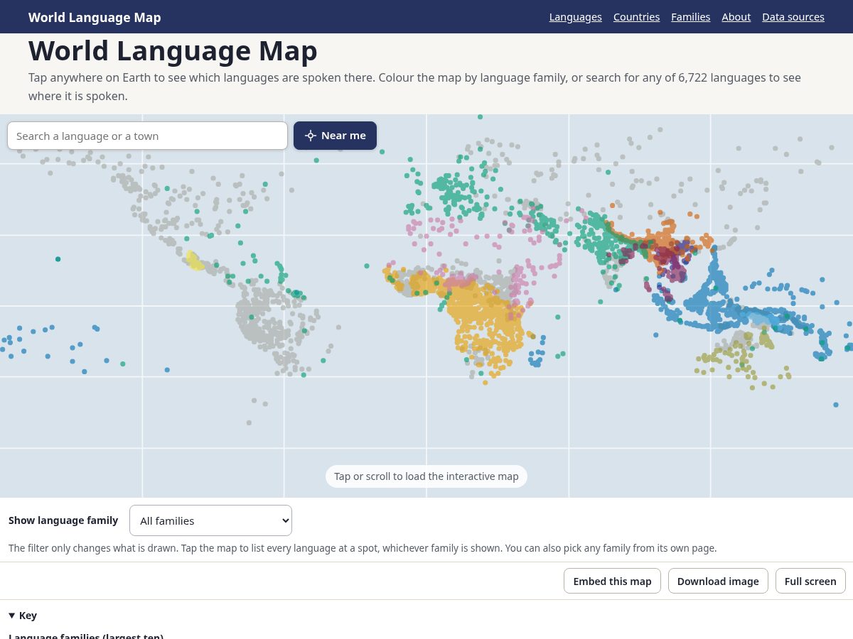 Landing-page snapshot of worldlanguagemap.com