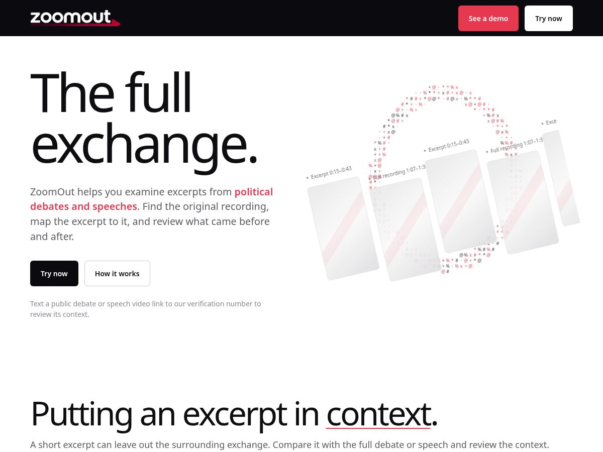 Landing-page snapshot of zoomout.tech