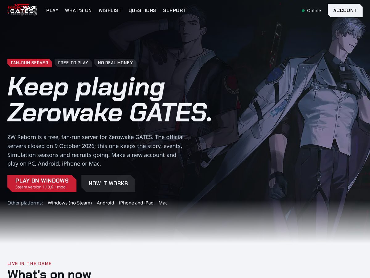 Landing-page snapshot of zwreborn.com