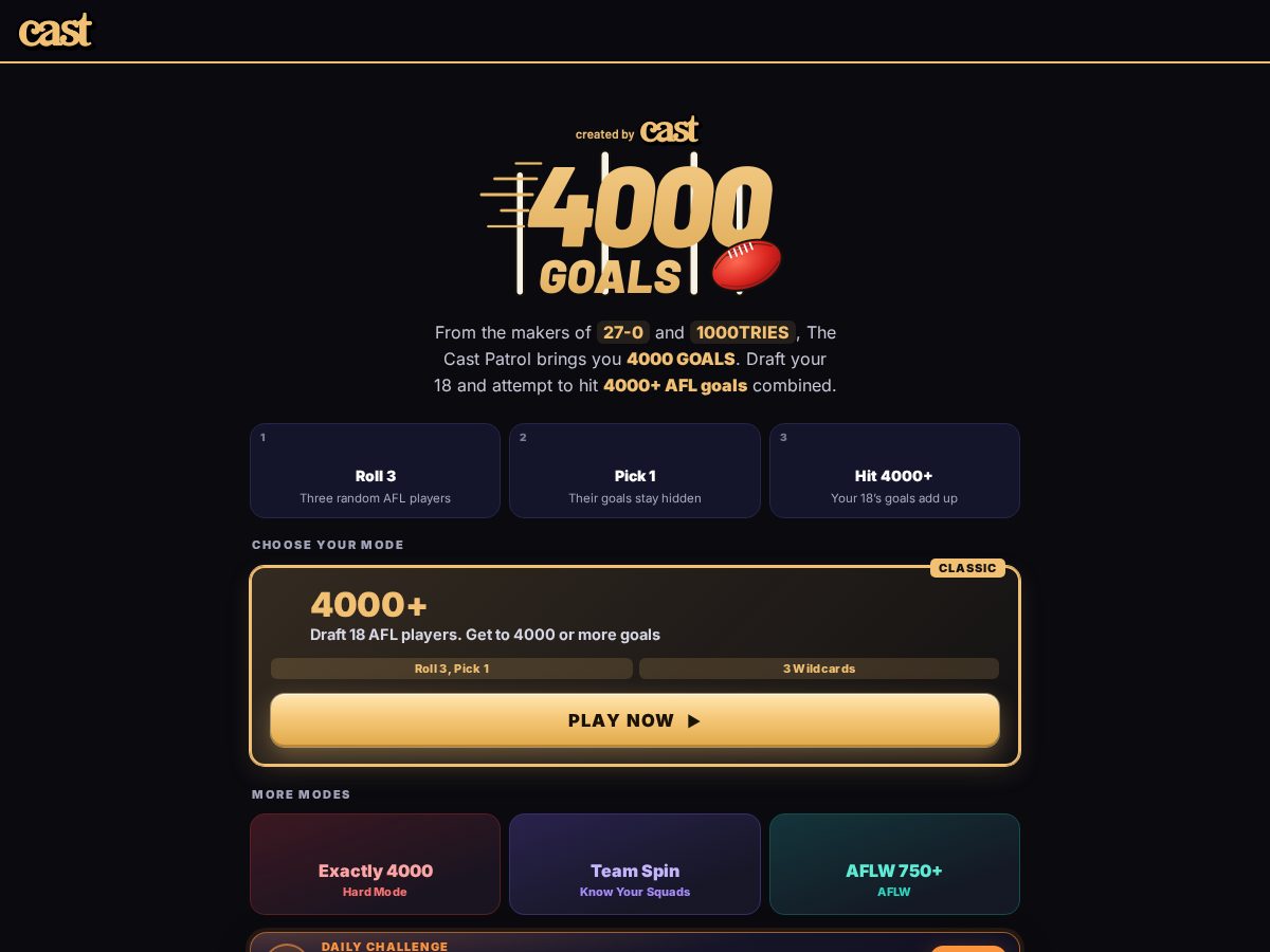 Landing-page snapshot of 4000goals.app