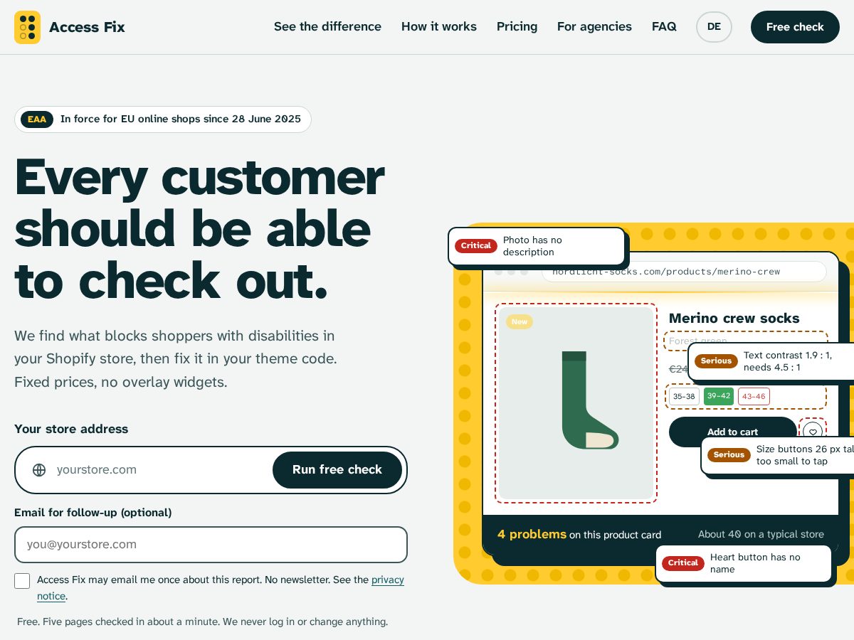 Landing-page snapshot of accessfix.net