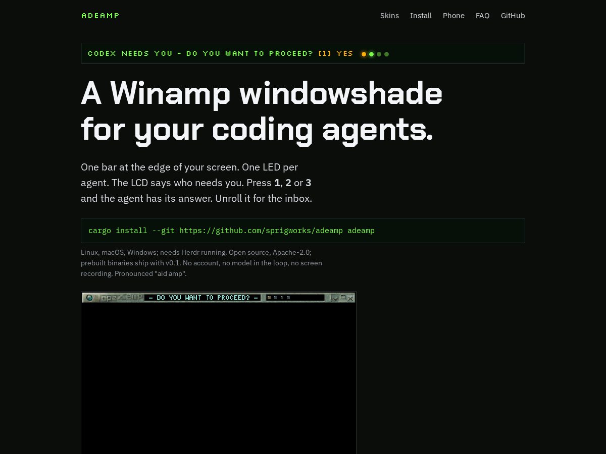 Landing-page snapshot of adeamp.dev