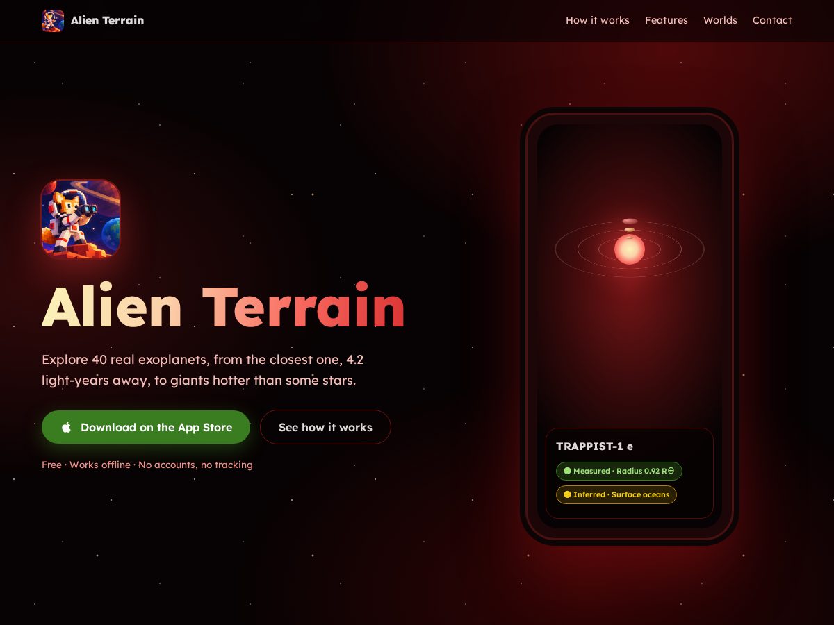 Landing-page snapshot of alienterrain.click