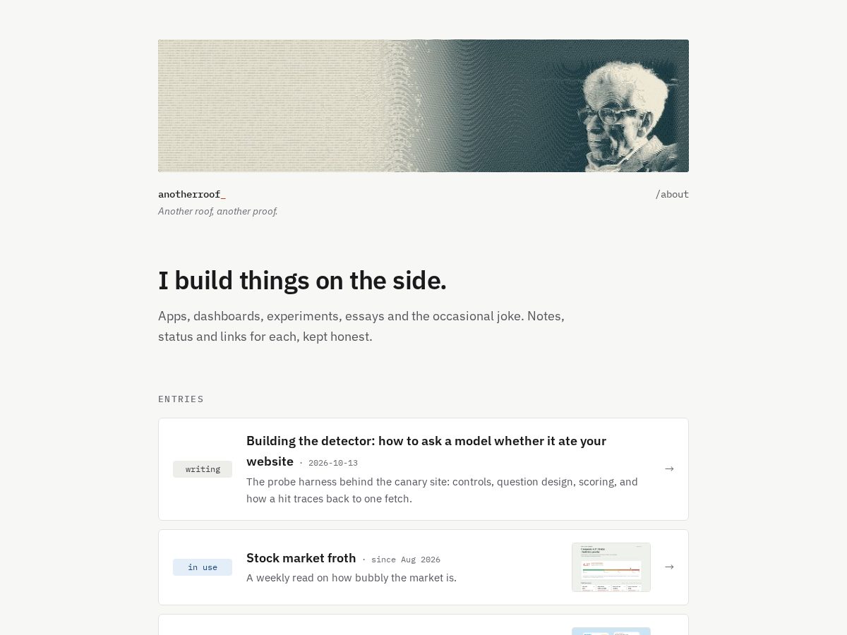 Landing-page snapshot of anotherroof.com