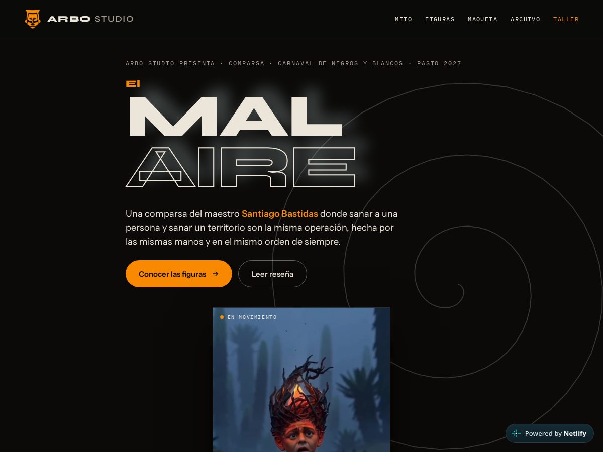 Landing-page snapshot of arbostudio.art