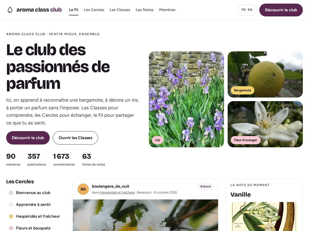 Landing-page snapshot of aromaclass.club