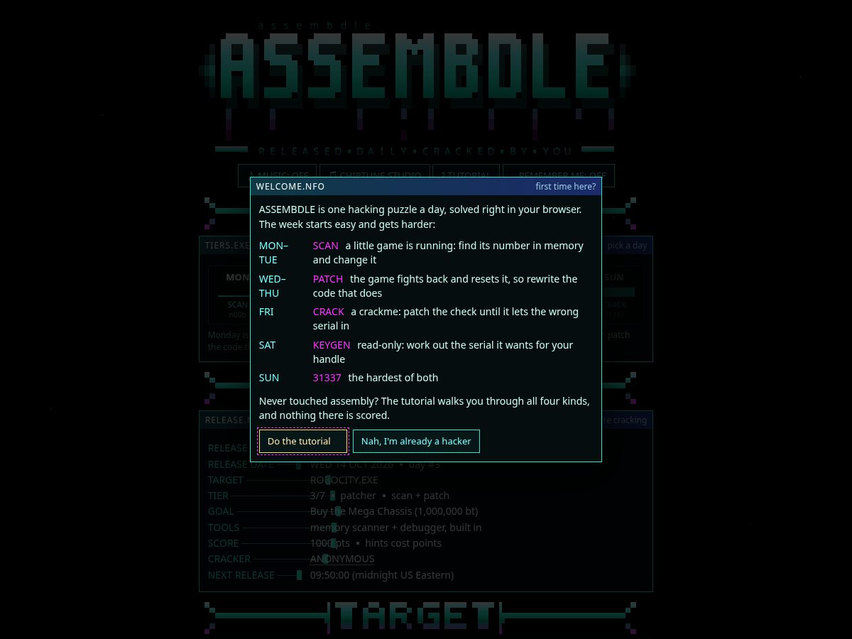 Landing-page snapshot of assembdle.com