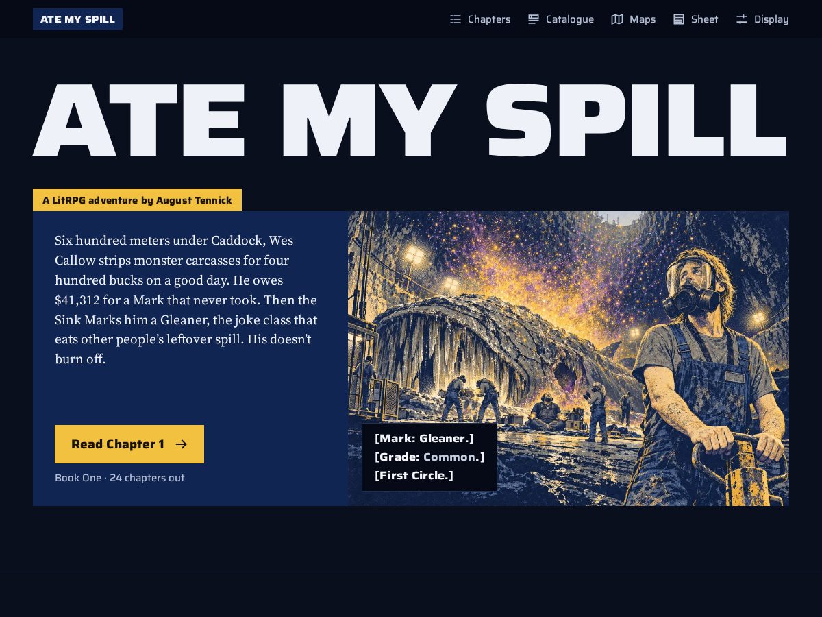 Landing-page snapshot of atemyspill.com