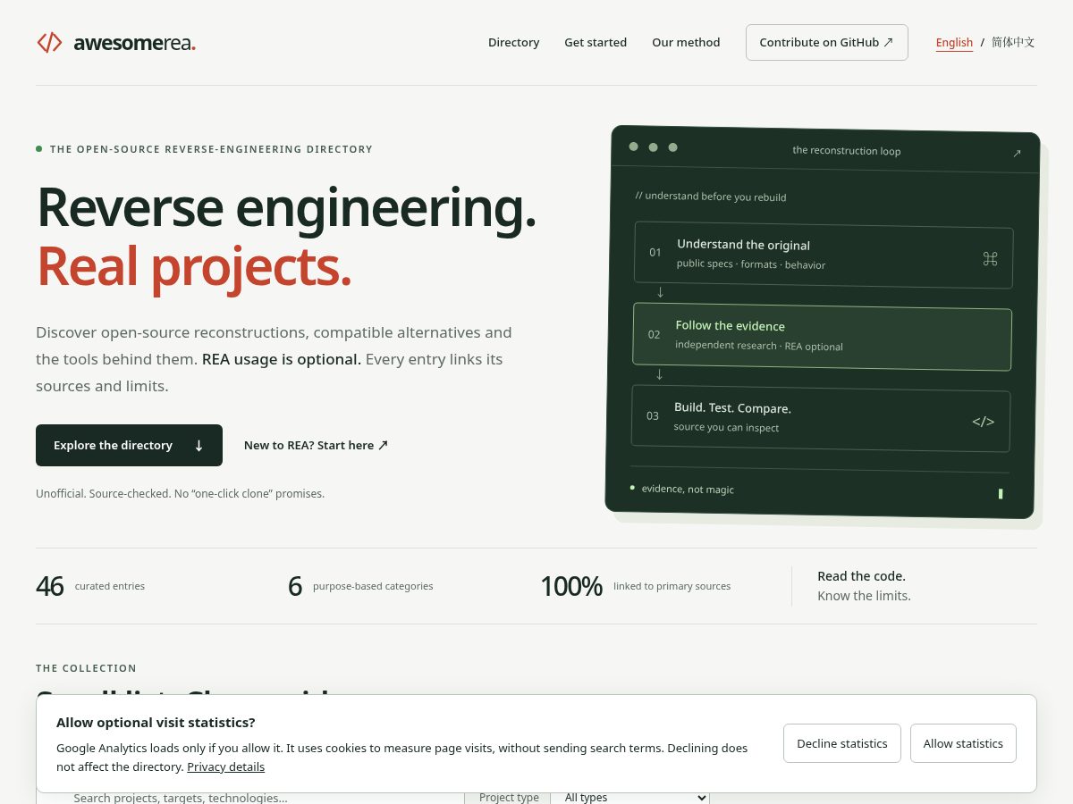Landing-page snapshot of awesomerea.com