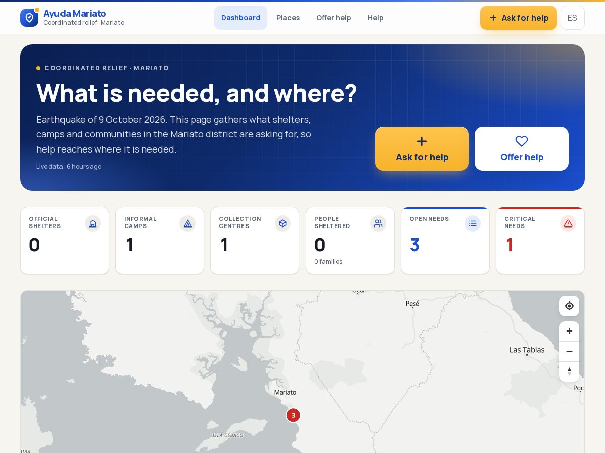 Landing-page snapshot of ayudamariato.org