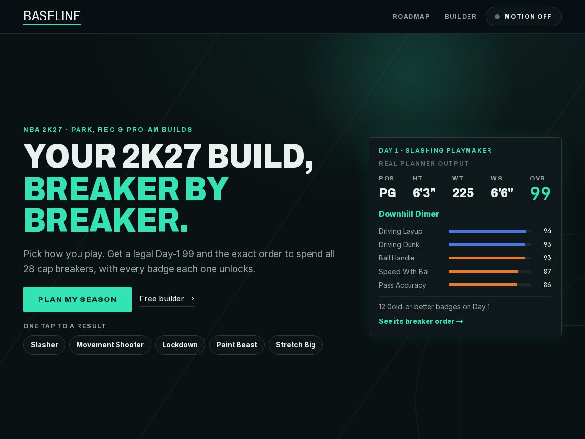 Landing-page snapshot of baselinesquad.com