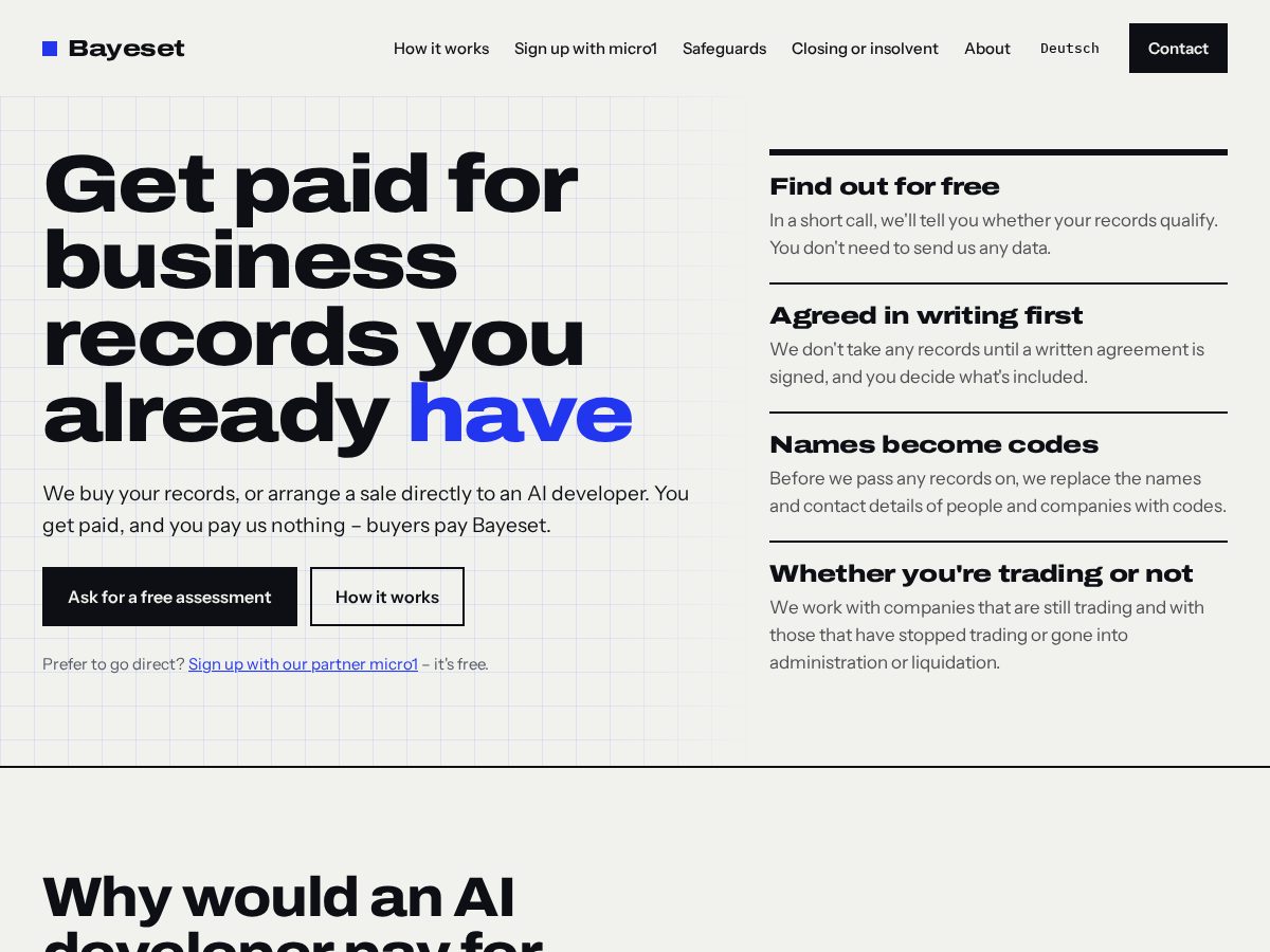 Landing-page snapshot of bayeset.com