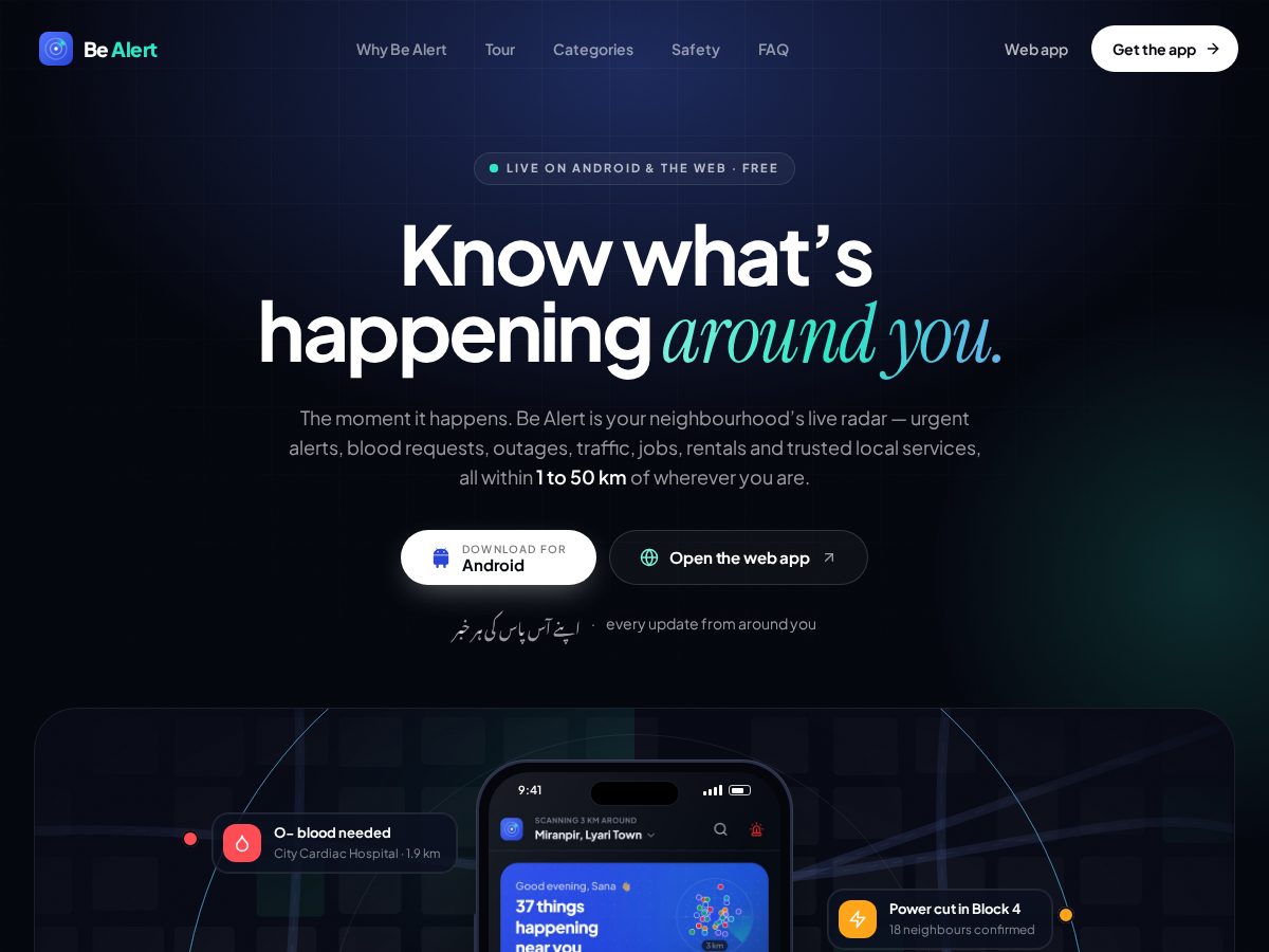 Landing-page snapshot of bealert.online
