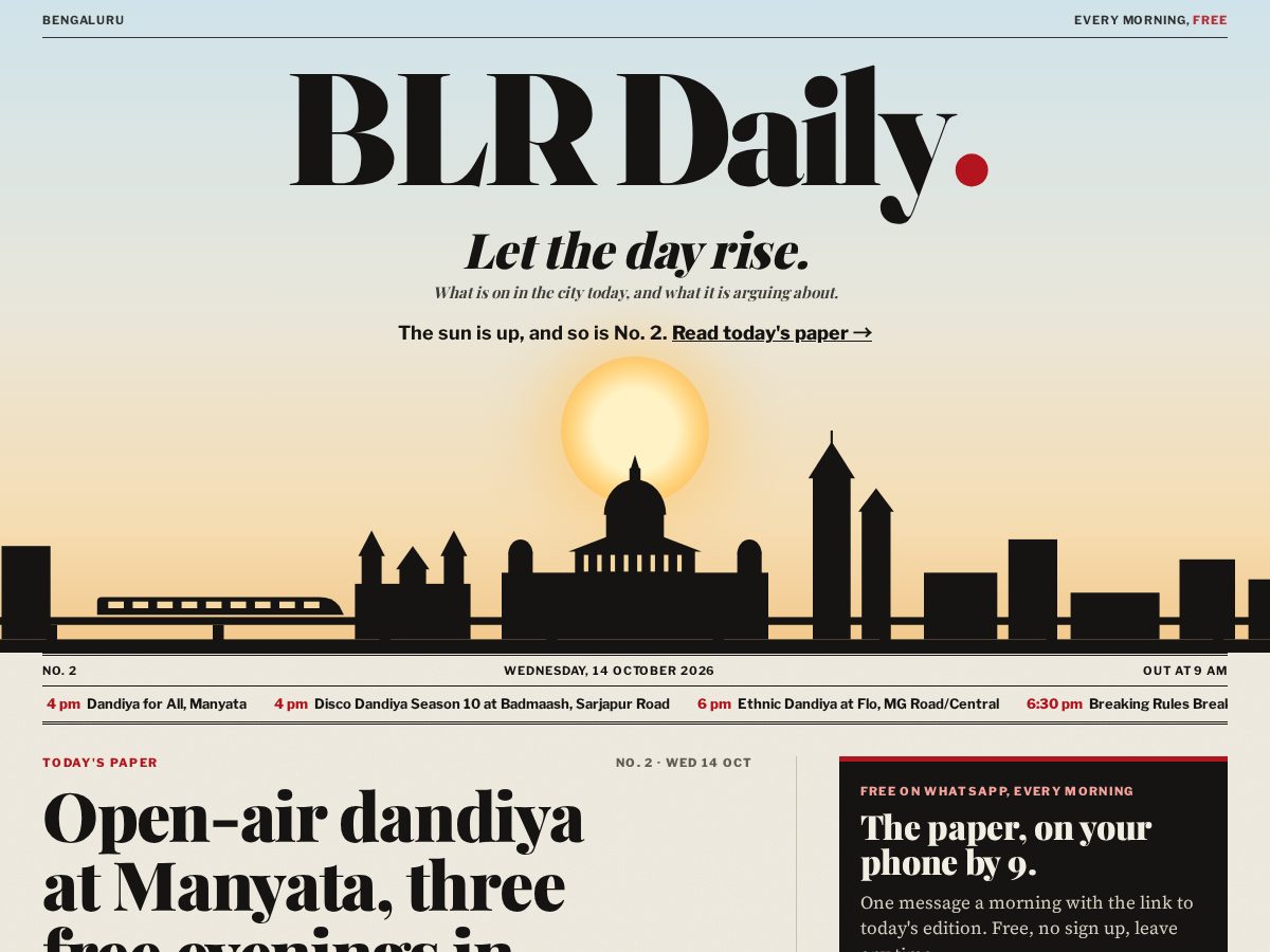 Landing-page snapshot of blrdaily.com