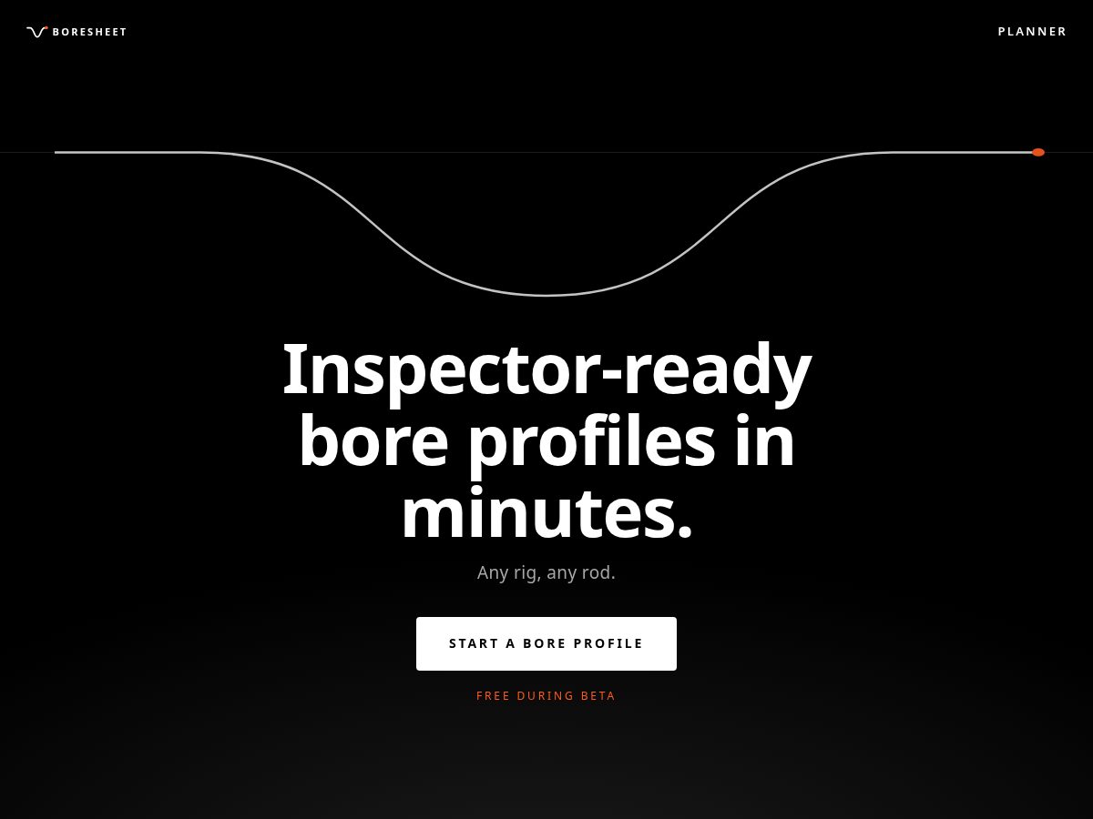 Landing-page snapshot of boresheet.com