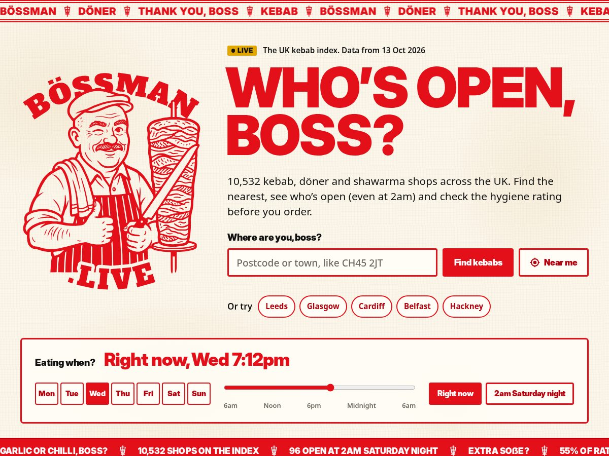 Landing-page snapshot of bossman.live