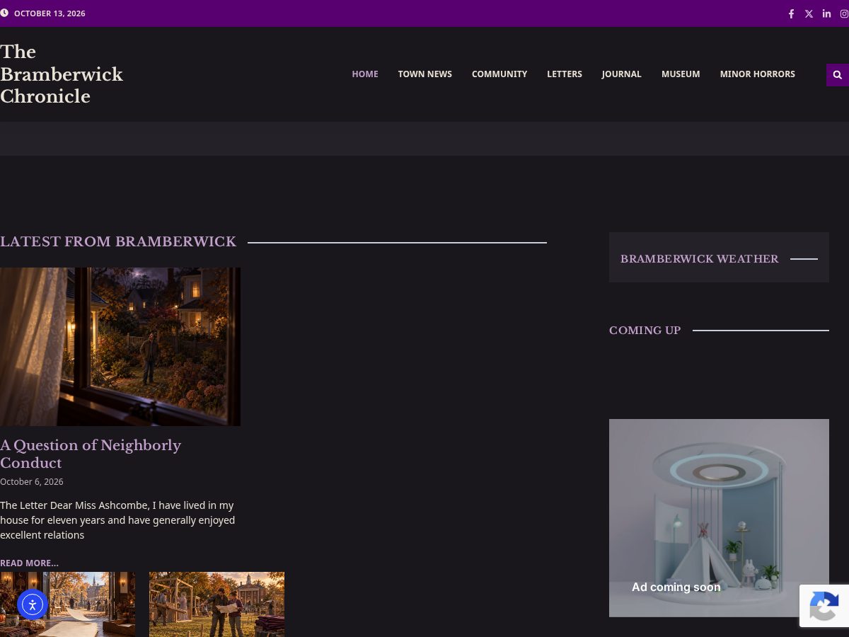 Landing-page snapshot of bramberwick.com