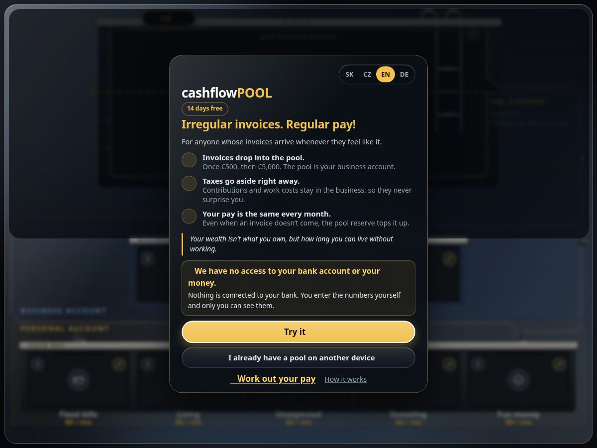 Landing-page snapshot of cashflowpool.app