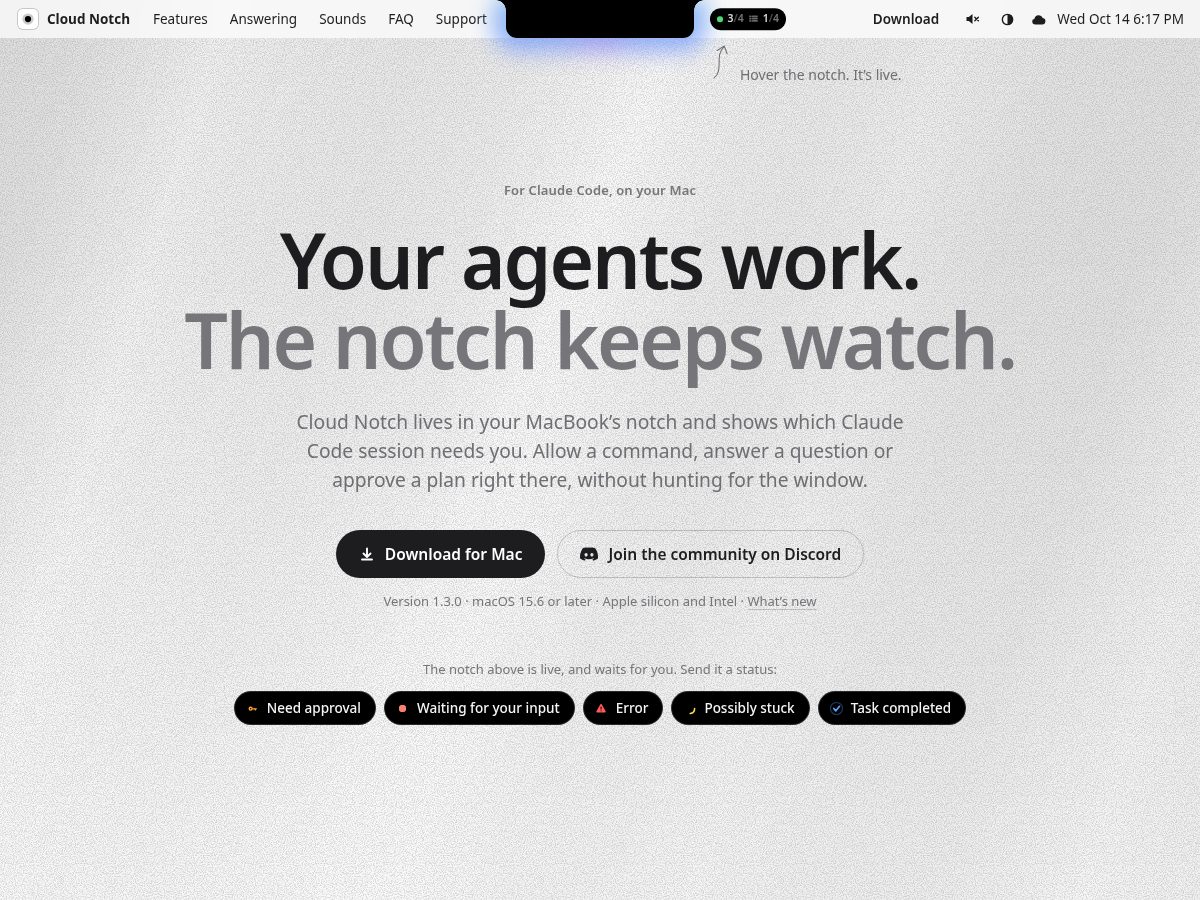 Landing-page snapshot of cloud-notch.space