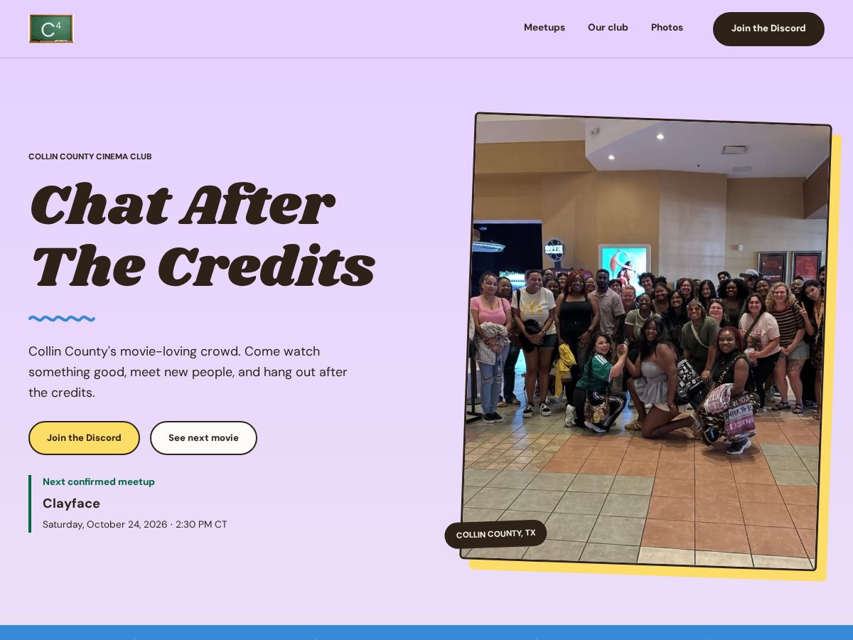 Landing-page snapshot of collincountycinemaclub.live