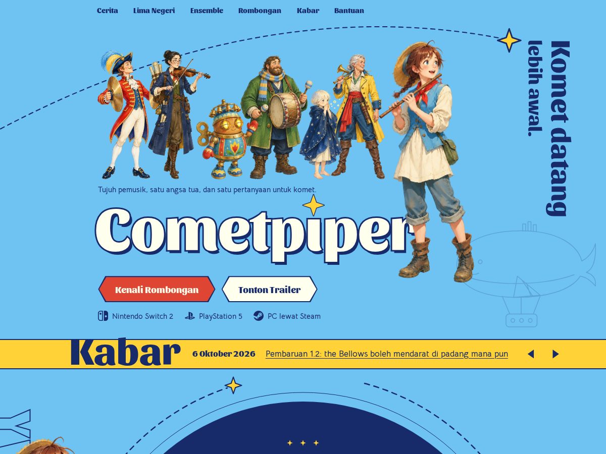 Landing-page snapshot of cometpiper.com