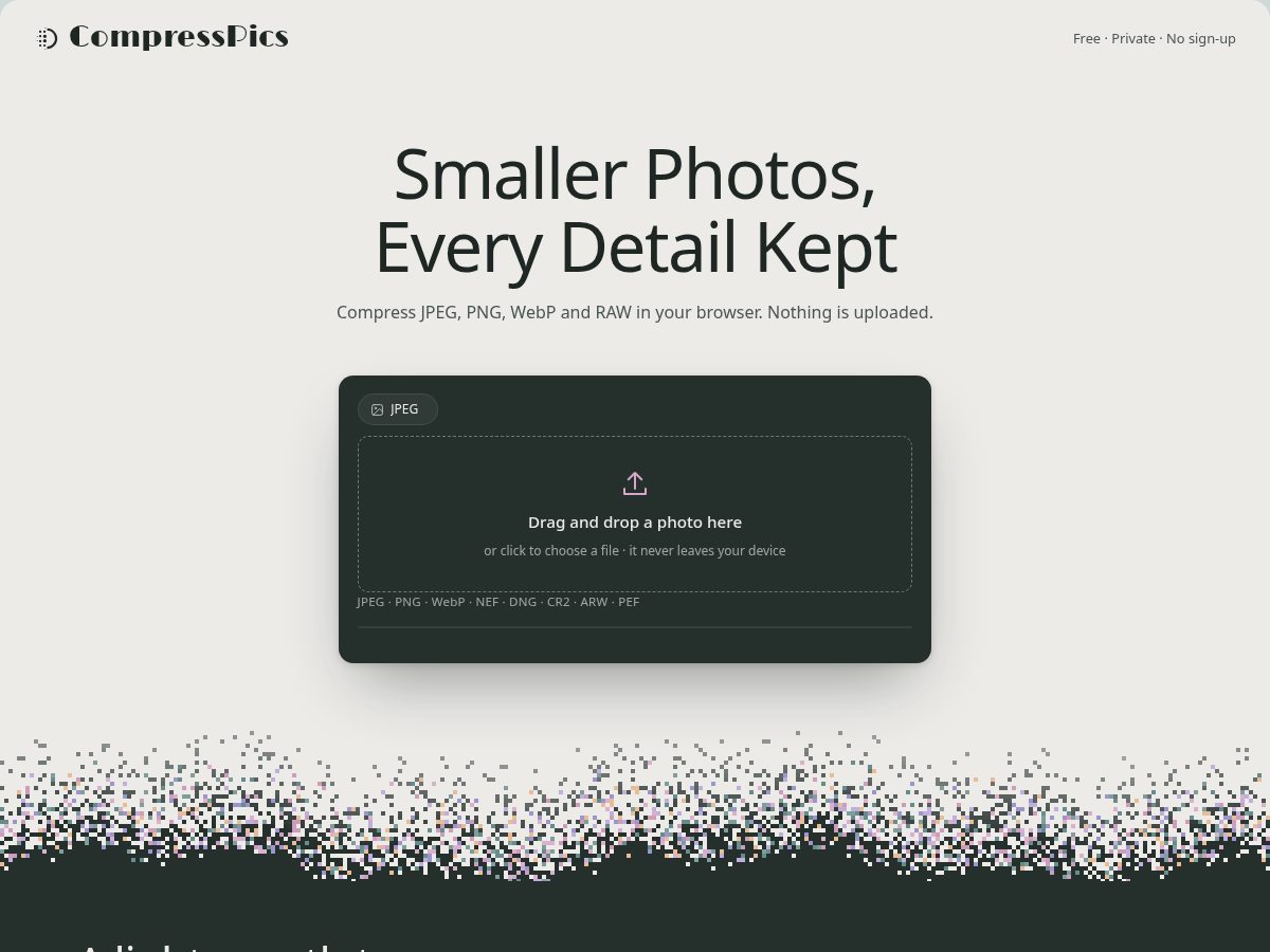 Landing-page snapshot of compresspics.org
