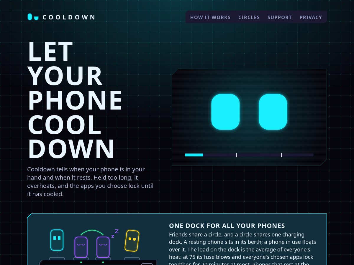 Landing-page snapshot of cooldown.rest